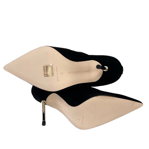 Good American Women's Scandal Lace Up High Heel Suede Booties in BLACK 6 New - Picture 10 of 14